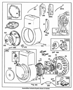 Blower HsgRewindsArmatures Diagram and Parts List for 060102-1202-01  Briggs and Stratton Engine